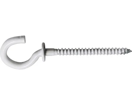 Șuruburi pentru lemn cu cârlig Dresselhaus 3,5x68 mm oțel plastifiat alb, cu guler de oprire/mascare, 100 bucăți pac