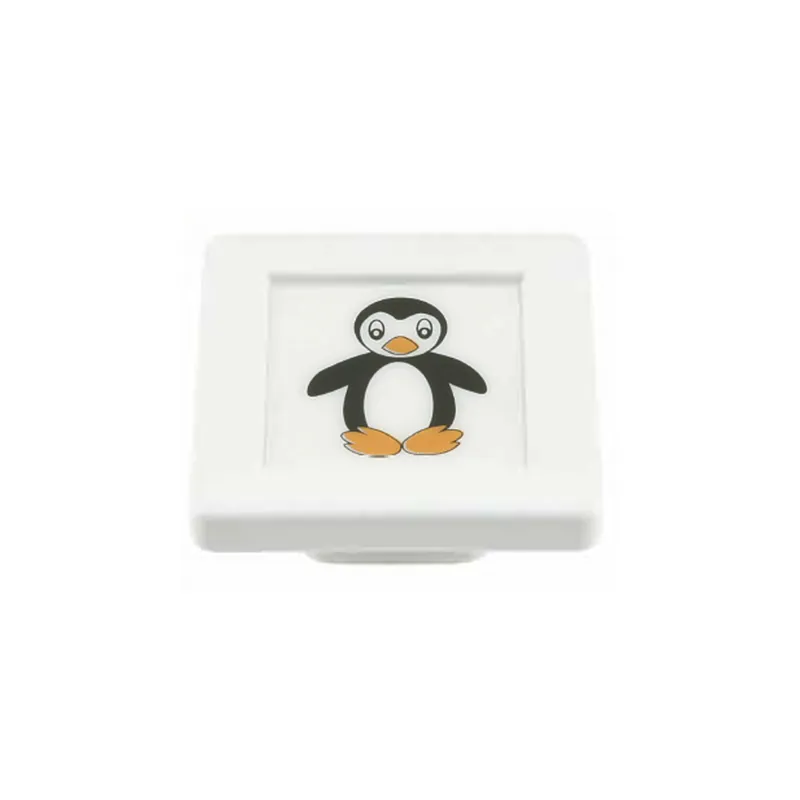 Buton patrat Sedef, model penguin, plastic, 40 x 40 x 19 mm