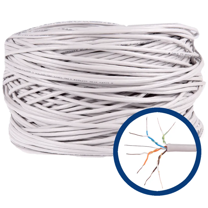 Cablu FTP cat5E ICME Ecab, 4 perechi, 24 AWG, nemufat, rola 305 m