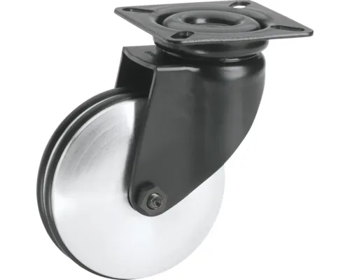 Roată pivotantă aluminiu Ø75mm, max. 60kg placă de fixare 60x60mm, cu rulment buc