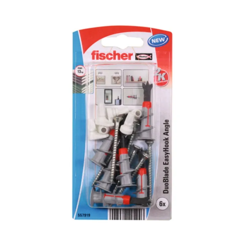 Diblu Fischer Duopower Easyhook, rosu, 6 x 44 mm, 2 bucati 2buc