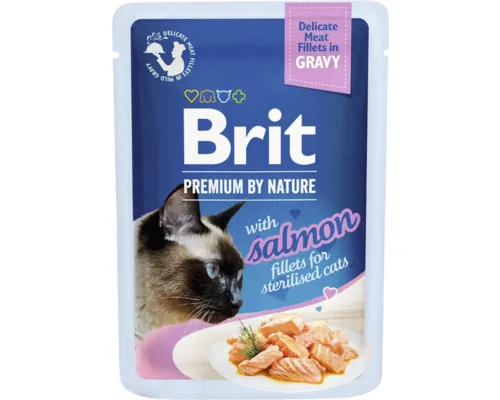 Hrană umedă pentru pisici Brit Premium by Nature Sterilised cu somon 85 g buc