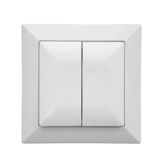 Intrerupator dublu Abex Perla WP-2P, incastrat, alb buc