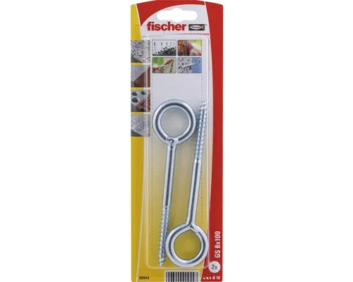 Șuruburi pentru lemn cu ochi sudat Fischer GS 8x100 mm oțel zincat, 2 bucăți, pentru montaj schele pac