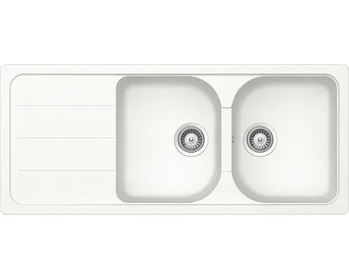 Chiuvetă bucătărie cristalite 2 cuve Schock Formhaus D-200 50x116 cm cu picurător Alpina reversibilă buc