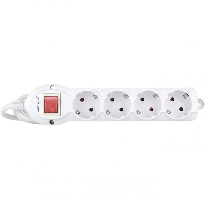 Prelungitor Lohuis 4 prize, 5 m, 3500 W, 3 x 1.5 mmp, contact de protectie, intrerupator