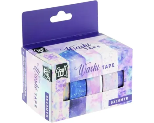 Bandă adezivă decorativă Washi Tape mov, set 5 role x 10 m buc