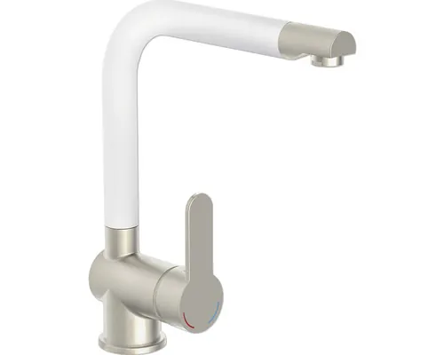 Baterie bucătărie monocomandă SCHÜTTE Rio finisaj inox/alb 79864 buc