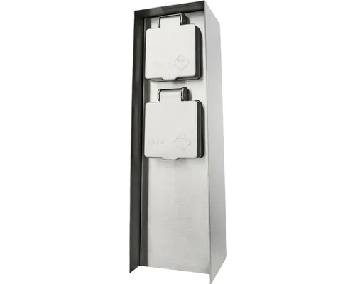 Stâlp electric cu 2 prize Philips 230x70x70 mm, pentru exterior IP44, oțel inoxidabil buc