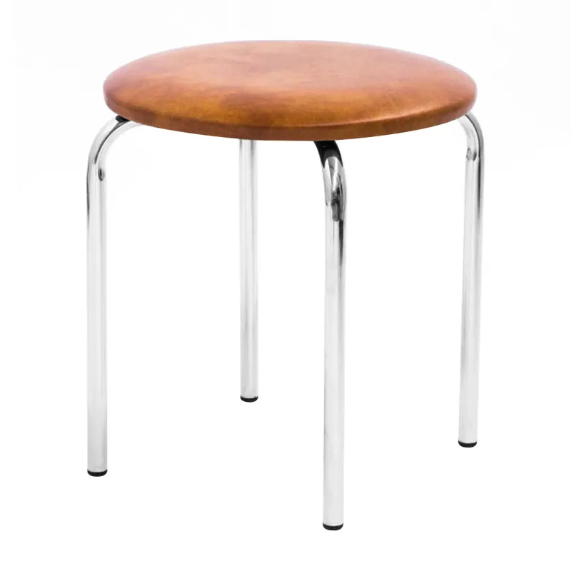 Taburet Sofia fix, rotund, imitatie piele cognac, 45 x 45 x 46 cm buc