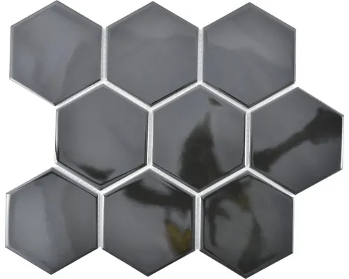 Mozaic piscină ceramic HX 110 negru lucios 25,6x29,55 cm buc