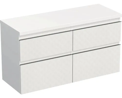 Dulap bază lavoar baie suspendat Jungborn TRENTA 120 cm PAL alb mat geometric 1 buc