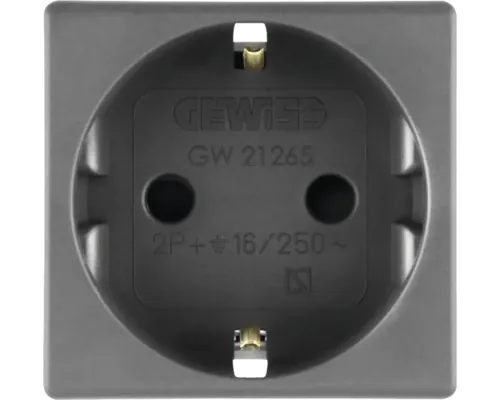 Priză simplă cu împământare Gewiss System, 2 module, negru buc