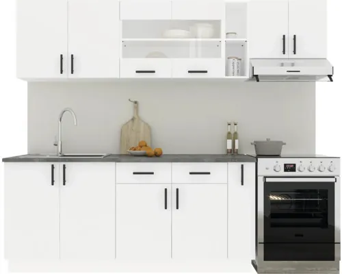 Mobilă de bucătărie Karo V16, L 240 cm, alb buc