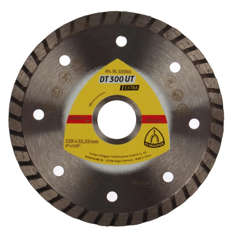 Disc diamantat, continuu, pentru debitare materiale de constructii, Klingspor DT 300 UT Extra, 125 x 22.23 x 1.90 mm buc