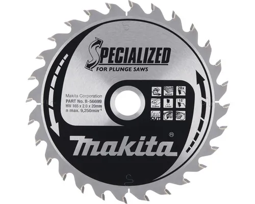 Disc fierăstrău circular cu plonjare Makita Ø165x2x20 mm 28 dinți buc
