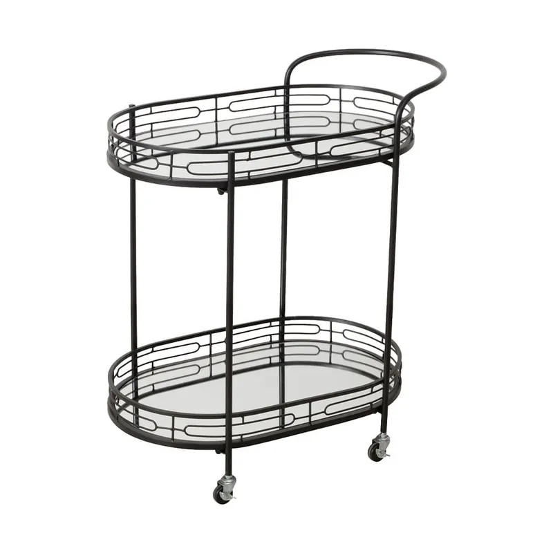 Masuta gheridon Thilo, 71x42x78cm, oglinda, metal, negru