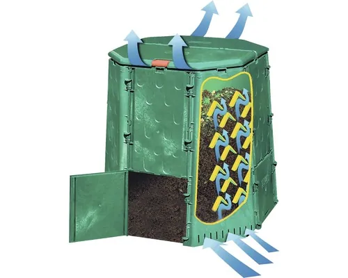 Compostor Premium JUWEL Aeroquick plastic 690 l verde buc