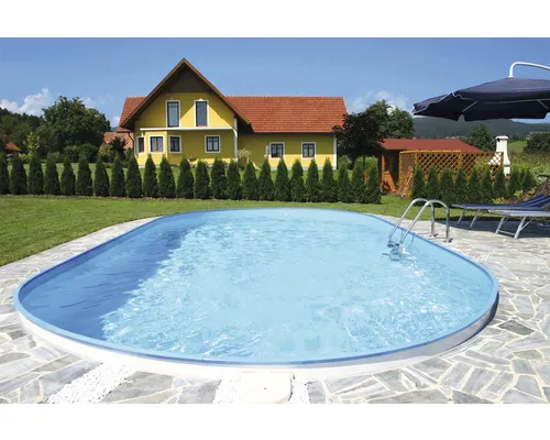 Piscină îngropată cu pereți de oțel Solo ovală 700x350x150 cm capacitate 31000 l buc