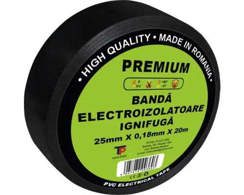 Bandă izolatoare Total Plast 25mm x 20m, negru rola