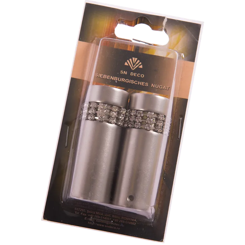 Set 2 capete pentru galerie metal forjat tub briliant inox, diametru 20 mm 2buc