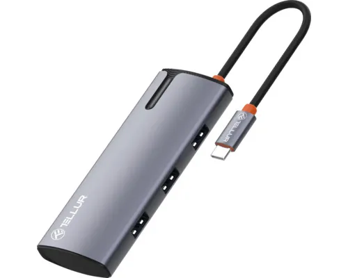 Hub Tellur USB C 3x USB C 100W aluminiu gri buc