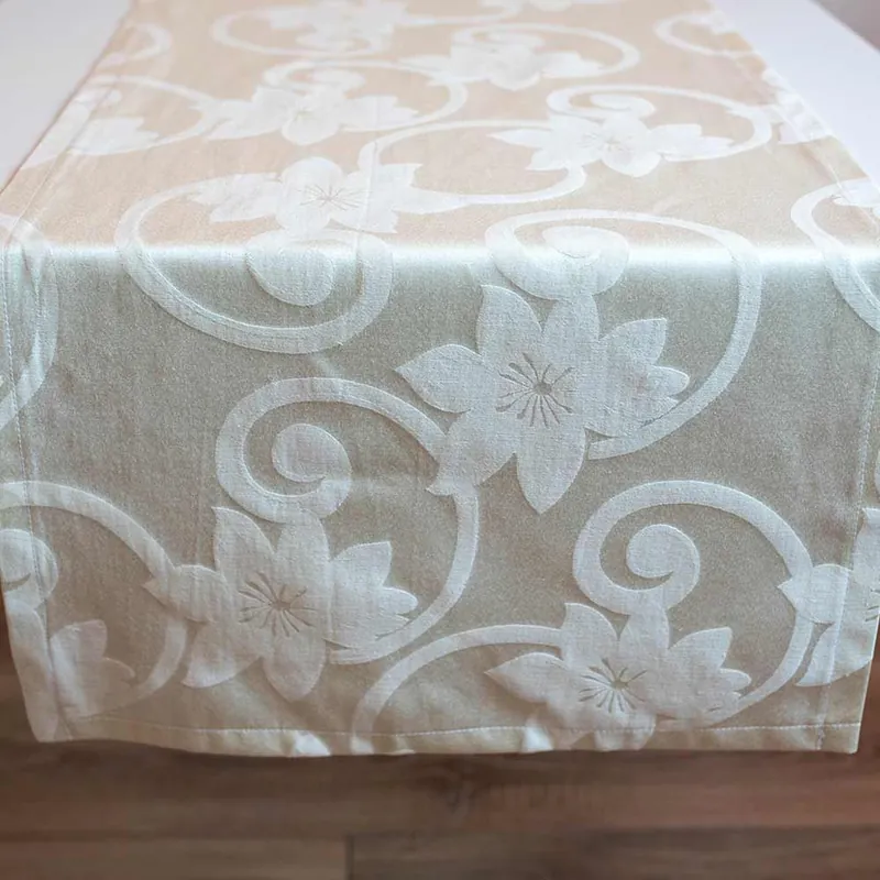 Traversa de masa 50x250 cm, 90% bumbac jaquard, alb