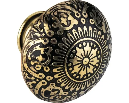 Buton pentru mobilă Ø30mm, alamă antic auriu/negru buc