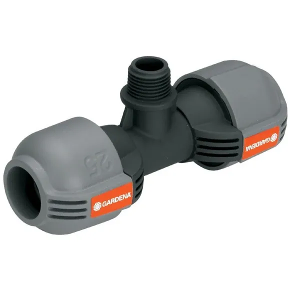 Conector T Gardena 02786-20, 25 mm, cu filet exterior, plastic, 1/2 inch