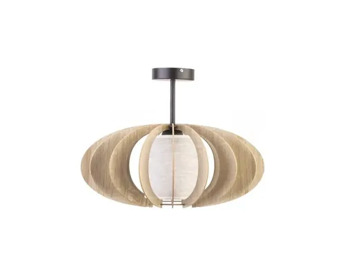 Lustră Modern E27 max. 1x60W Ø510mm, textil/stejar buc