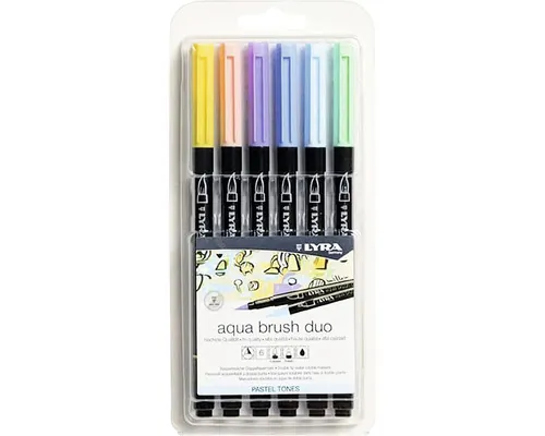 Set 6 markere acuarelă Pastel Tones Aqua Brush Duo Lyra buc