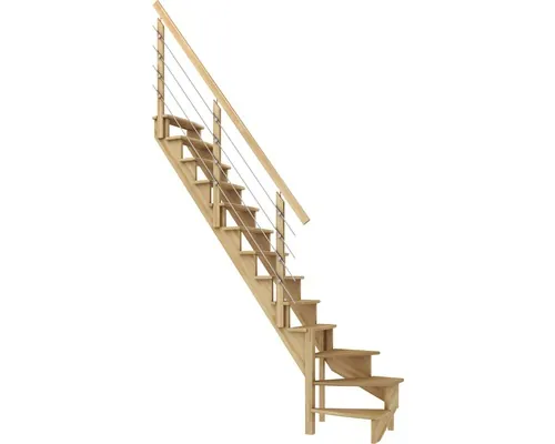 Scară laterală de interior Pertura Filia cu balustradă 13 pași fag lăcuit buc