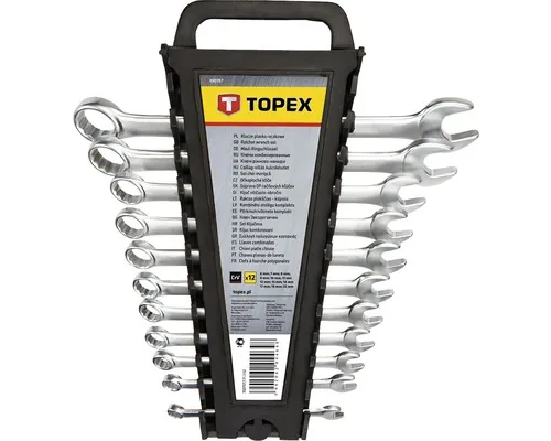 Set chei combinate fixă-inelară Topex 6-22 mm, 12 piese, crom-vanadiu buc