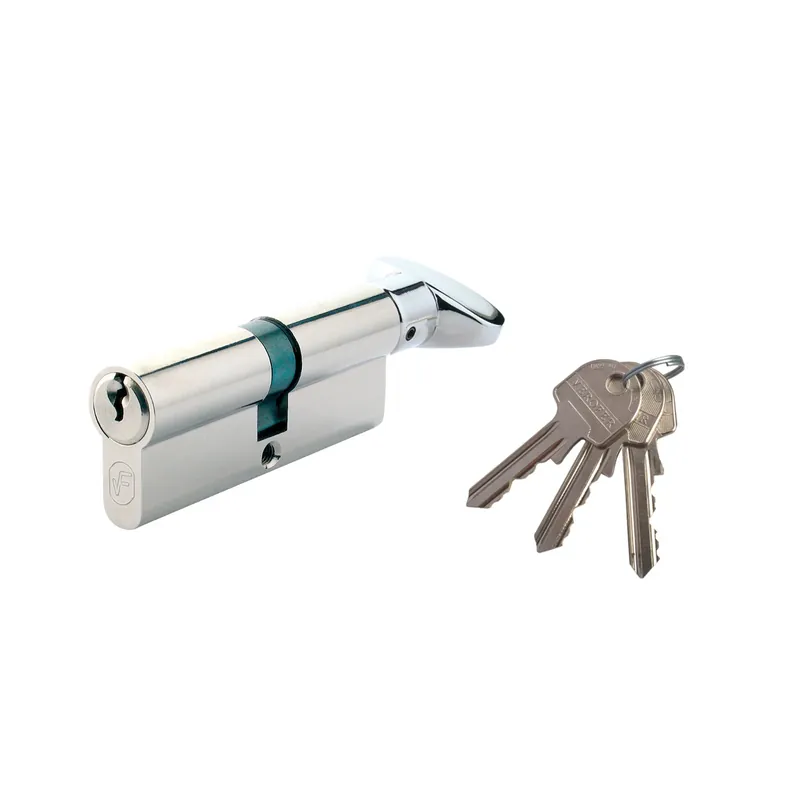 Cilindru siguranta centrat, nichelat, cu buton, 3 chei, L90 45 x 45 mm UNI buc