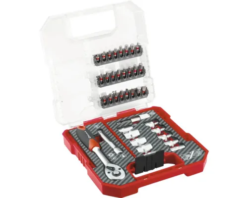 Set biți și capete chei tubulare Einhell L-CASE, 37 piese buc