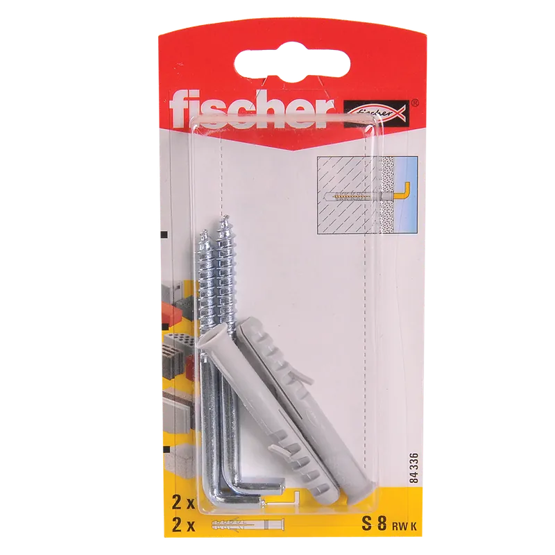 Diblu din nailon cu surub L, Fischer RWK, 8 x 80 mm, 5,8 x 100 mm, 2 buc