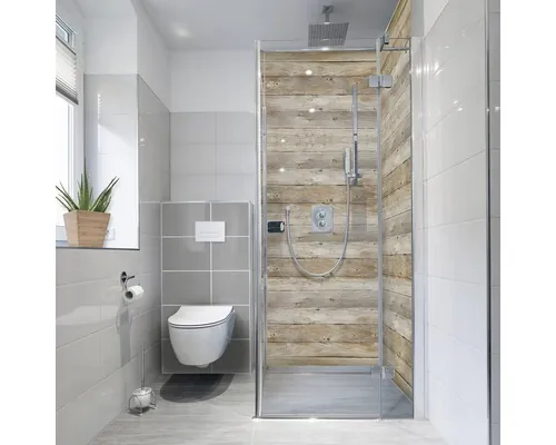 Tapet baie/duș mySpotti Fresh Lemn folie PVC rigidă 255x100 cm buc
