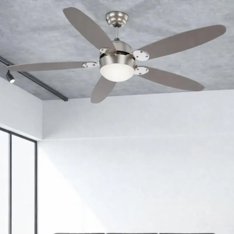 Lustra Azura 0308 cu ventilator, 3 viteze, 1 x E14, aspect lemn + gri, modern buc