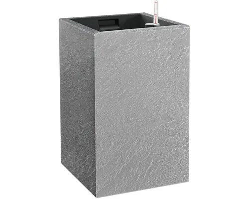 Ghiveci Gardenico Cubico Stone plastic 42x27x27 cm gri incl. sistem de irigare, insert plante, indicator apă buc