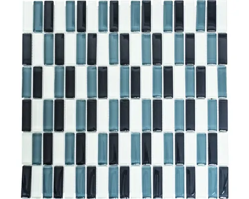 Mozaic piscină sticlă XCM S828 alb-gri-negru 32,2x31 cm buc
