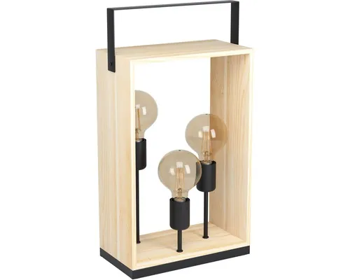 Veioză Eglo Famborough E27 max. 3x40W, negru/lemn natur buc