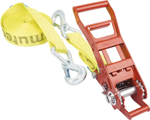Set chingi de fixare cu clichet & carabinieră Mamutec TD5 50mm x 8m, max. 5000kg, galben, 2 piese buc