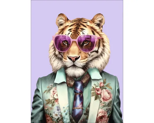 Tablou sticlă Pure Living Tiger With Glasses 60x80 cm buc