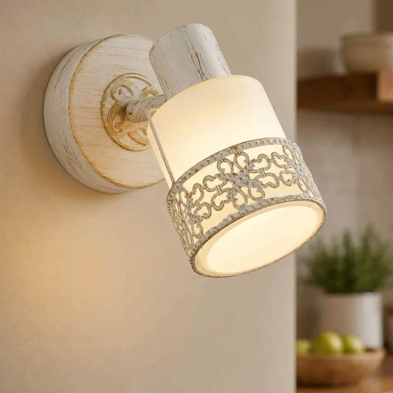 Aplica Romantik KL 9138, 1 x E14, alb antic + alb, clasic buc