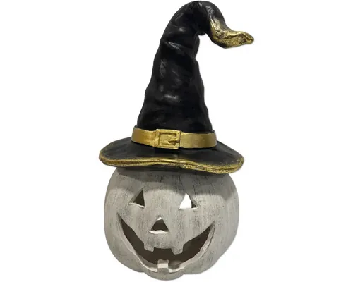Decorațiune lumânare dovleac Halloween Lafiora 26,5x25,5x47 cm alb buc