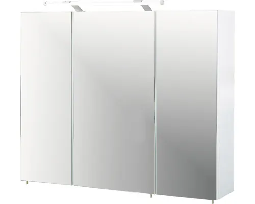 Dulap baie cu oglindă Dorina 90x75 cm PAL alb 3 uşi cu iluminare buc