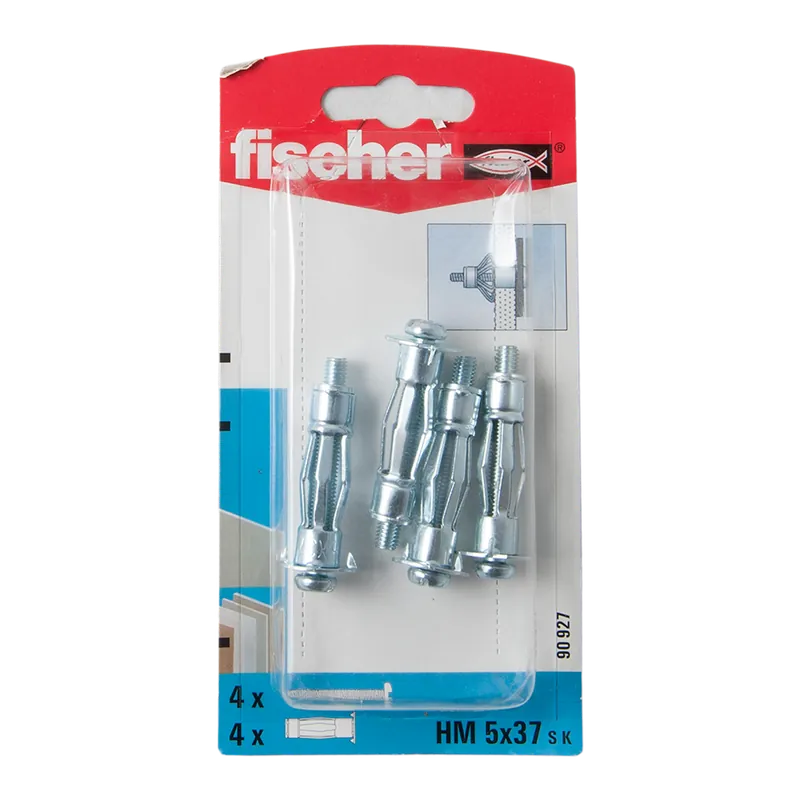Diblu din metal cu surub, Fischer HM, 5 x 37 mm, 5 x 43 mm, 4 buc