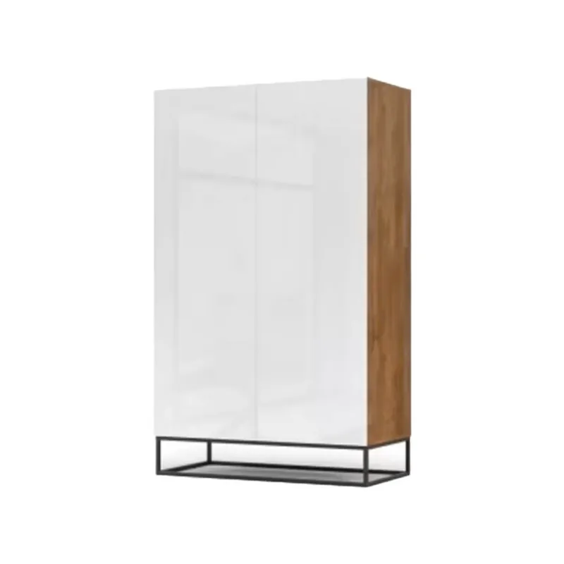 Dulap Belmond, 120x60x200 cm, 2 usi, picioare metal, culoare stejar, alb, metal, MDF