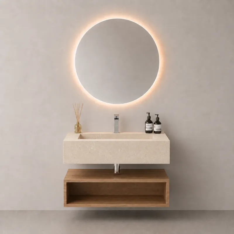 LAVOAR DIN CERAMICA STONEX BEIGE, 80X47X20 CM