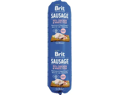 Salam pentru câini Brit Premium by Nature cu pui și pește alb 800 g buc